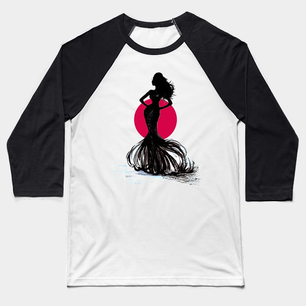 Silhouette of a girl Baseball T-Shirt by OlgaMaletina